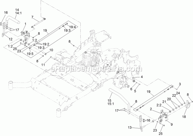 Toro 74939 (313000001-313999999) Z Master Professional 6000 Series Riding Mower, With 60in Turbo Force Side Discharge Mower, 201 Motion Control Assembly Diagram
