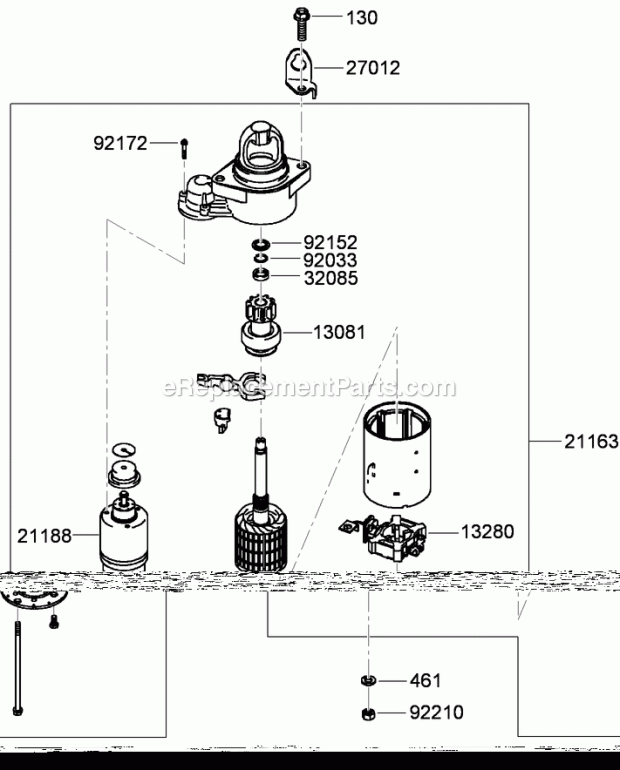 Toro 74941CP (290000001-290999999) Z Master G3 Riding Mower, With 48in Turbo Force Side Discharge Mower, 2009 Starter Assembly Kawasaki Fx801v-As04 Diagram