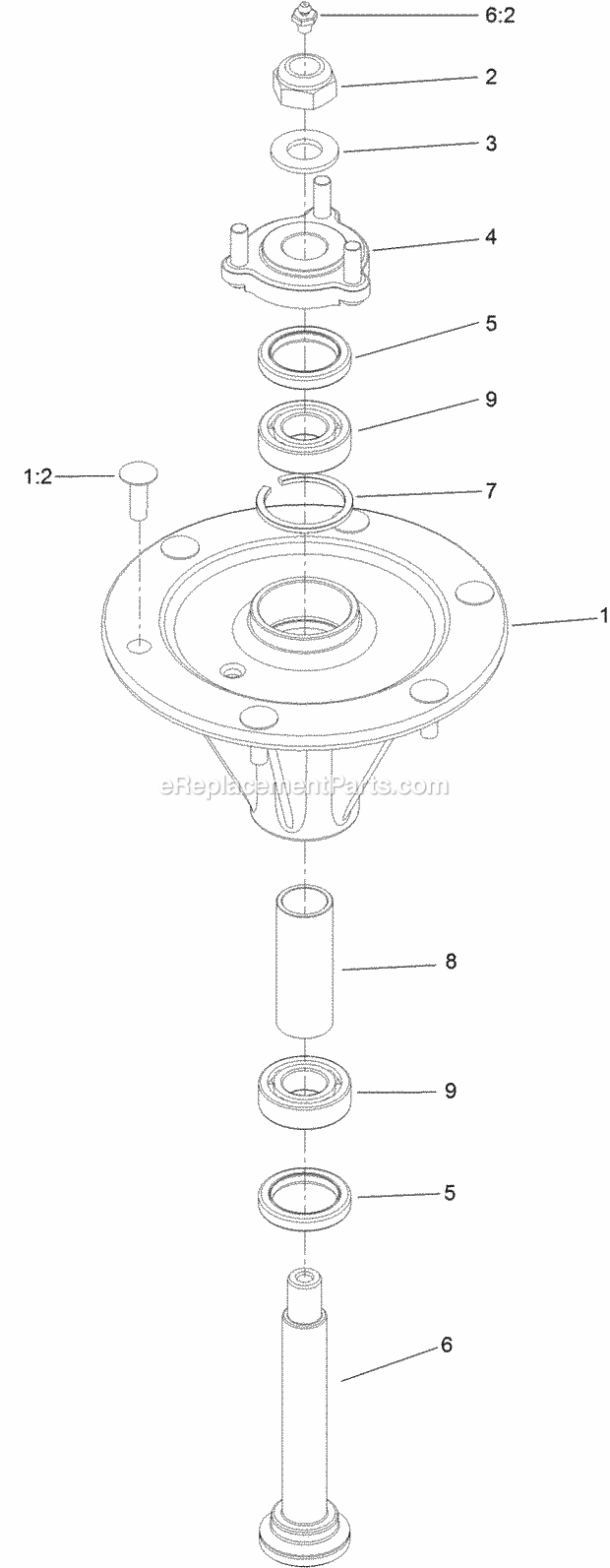 Toro 74942TE (316000001-316999999) Z Master Professional 6000 Series Riding Mower, With 152cm Turbo Force Rear Discharge Mower, Spindle Assembly No. 125-9324 Diagram