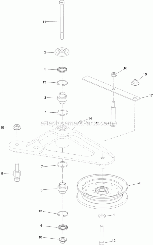 Toro 74942TE (316000001-316999999) Z Master Professional 6000 Series Riding Mower, With 152cm Turbo Force Rear Discharge Mower, Deck Idler Assembly No. 126-1720 Diagram