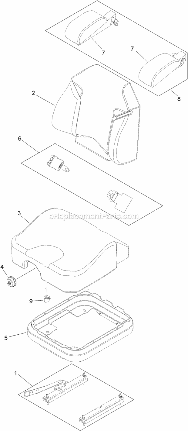 Toro 74942 (315000001-315999999) Z Master Professional 5000 Series Riding Mower, With 60in Turbo Force Rear Discharge Mower, 201 Seat Assembly No. 125-3107 Diagram