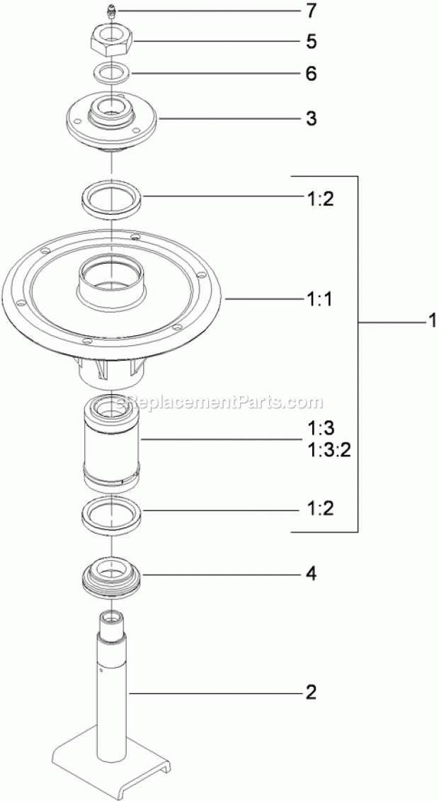 Toro 74943CP (290000001-290999999) Z Master G3 Riding Mower, With 52in Turbo Force Side Discharge Mower, 2009 Spindle Assembly No. 117-3840 Diagram