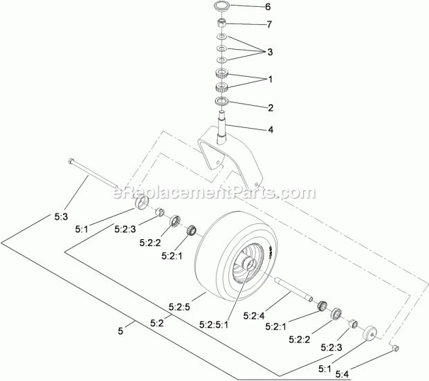 Toro 74943CP (290000001-290999999) Z Master G3 Riding Mower, With 52in Turbo Force Side Discharge Mower, 2009 Caster Wheel and Fork Assembly Diagram