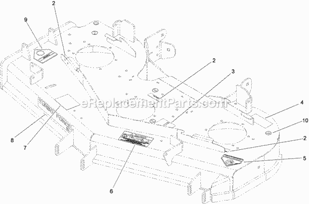 Toro 74943CP (290000001-290999999) Z Master G3 Riding Mower, With 52in Turbo Force Side Discharge Mower, 2009 Deck Decal Assembly No. 114-5810 Diagram