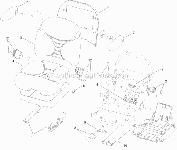 Toro 74945CP (311000001-311999999) Z Master G3 Riding Mower, With 60in Turbo Force Side Discharge Mower, 2011 Seat Assembly No. 116-3998 Diagram