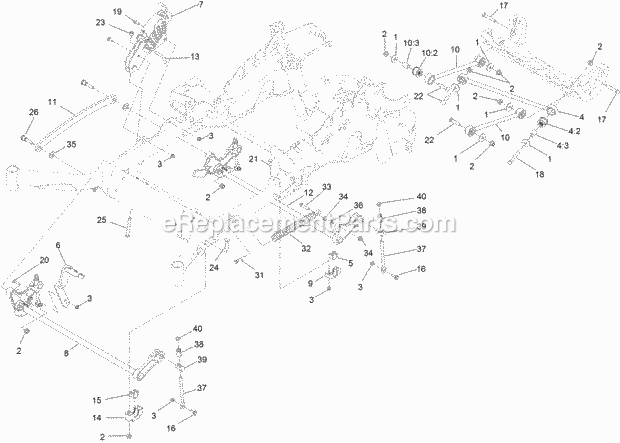 Toro 74946 (314000001-314999999) Z Master Professional 6000 Series Riding Mower, With 60in Turbo Force Side Discharge Mower, 201 Deck Lift Assembly Diagram