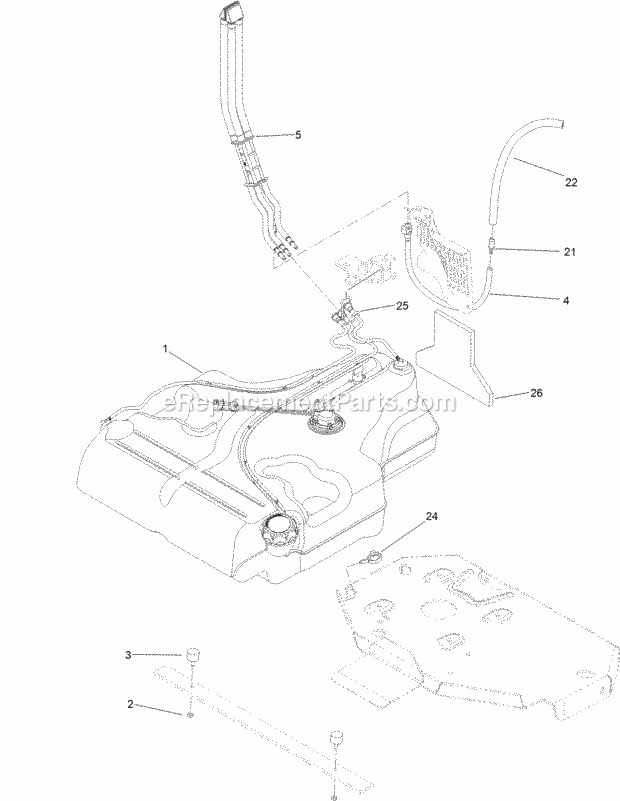 Toro 74946 (316000001-316999999) Z Master Professional 6000 Series Riding Mower, With 60in Turbo Force Side Discharge Mower, 201 Fuel Tank Mounting Assembly Diagram