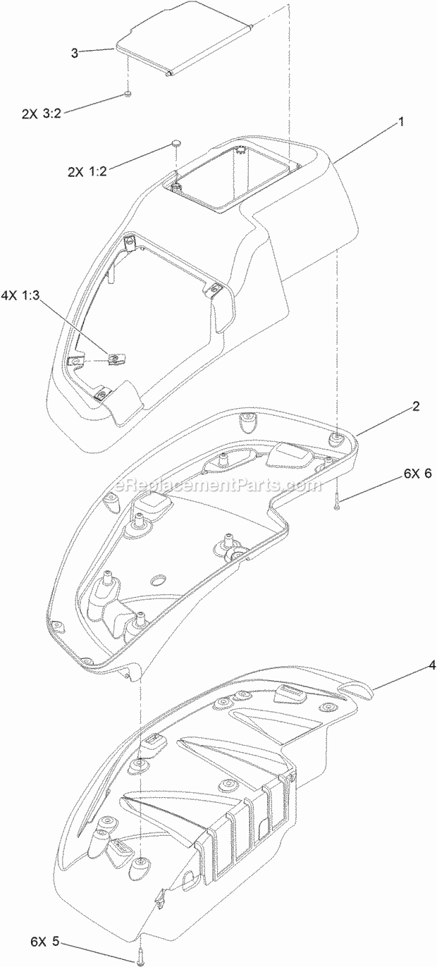 Toro 74946 (316000001-316999999) Z Master Professional 6000 Series Riding Mower, With 60in Turbo Force Side Discharge Mower, 201 Rh Console Assembly No. 115-7400 Diagram