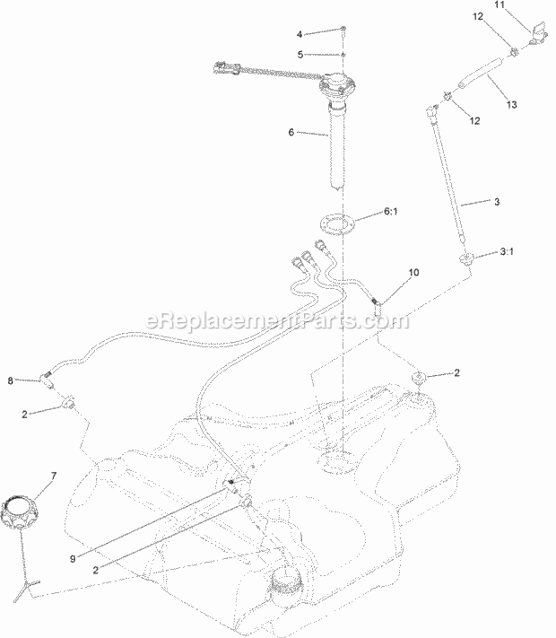 Toro 74946 (316000001-316999999) Z Master Professional 6000 Series Riding Mower, With 60in Turbo Force Side Discharge Mower, 201 Fuel Tank Assembly No. 116-3979 Diagram