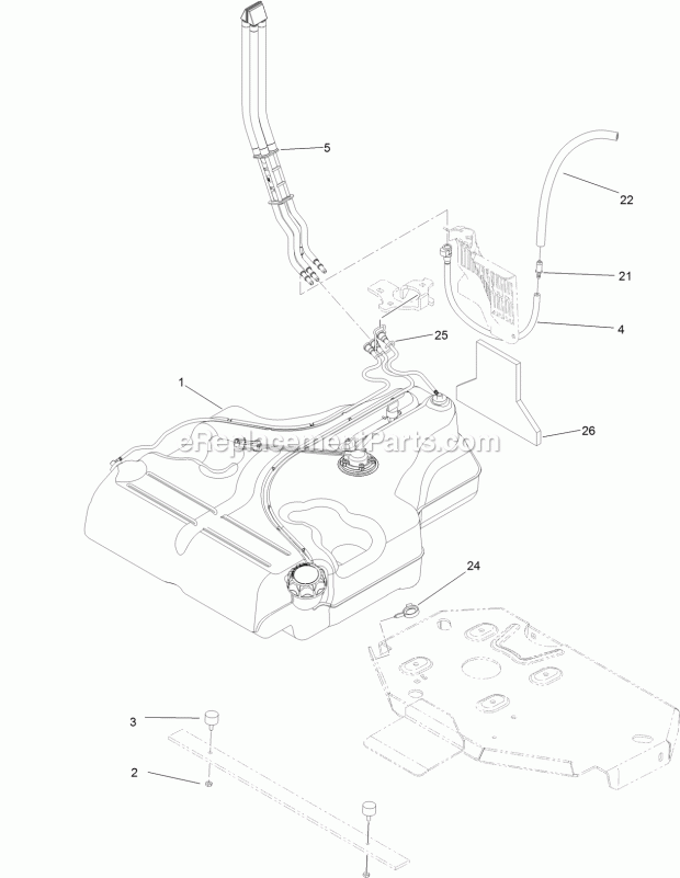 Toro 74947 (314000001-314999999) Z Master Professional 6000 Series Riding Mower, With 72in Turbo Force Side Discharge Mower, 201 Fuel Tank Mounting Assembly Diagram