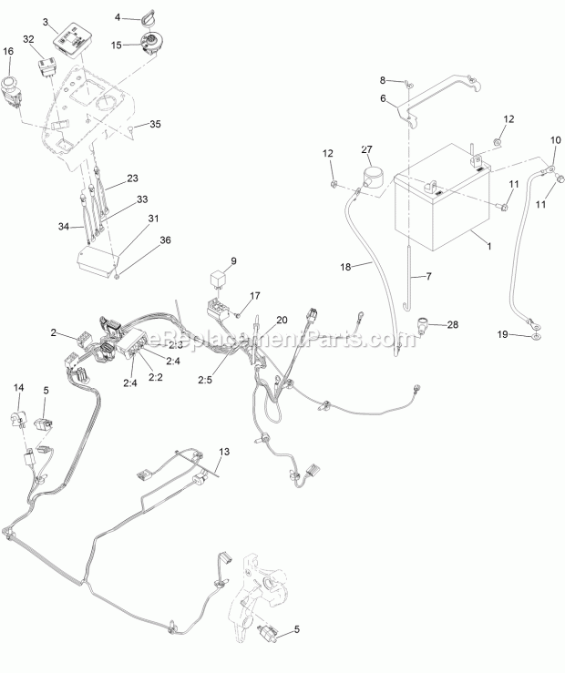 Toro 74947 (400000000-999999999) Z Master Professional 6000 Series Riding Mower, With 72in Turbo Force Side Discharge Mower, 201 Electrical Assembly Diagram