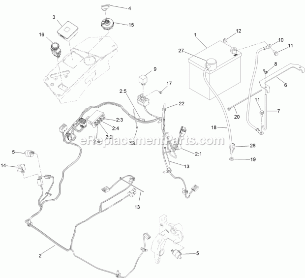 Toro 74950 (316000001-316999999) Z Master Professional 3000 Series Riding Mower, With 60in Turbo Force Side Discharge Mower, 201 Electrical System Assembly Diagram