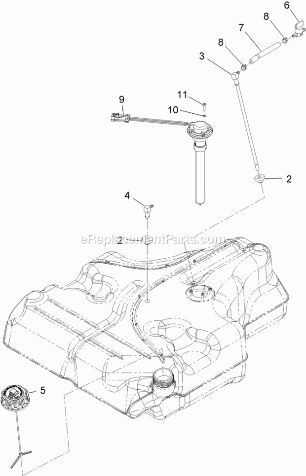 Toro 74951 (311000001-311000402) Z Master G3 Riding Mower, With 48in Turbo Force Side Discharge Mower, 2011 Fuel Tank Assembly No. 116-3978 Diagram