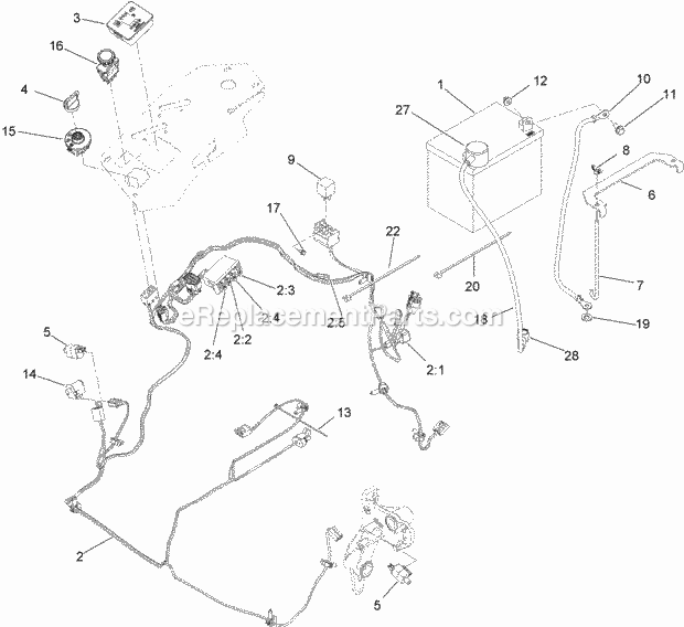 Toro 74952 (313000001-313999999) Z Master Commercial 3000 Series Riding Mower, With 48in Turbo Force Side Discharge Mower, 2013 Electrical Assembly Diagram