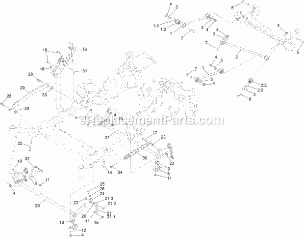 Toro 74955 (316000001-316999999) Z Master Commercial 3000 Series Riding Mower, With 52in Turbo Force Side Discharge Mower, 2016 Deck Lift Assembly Diagram