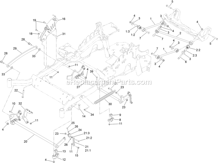 Toro 74959 (400000000-402089999) Z Master 3000 , With 72in Turbo Force Side Discharge Mower Deck Lift Assembly Diagram