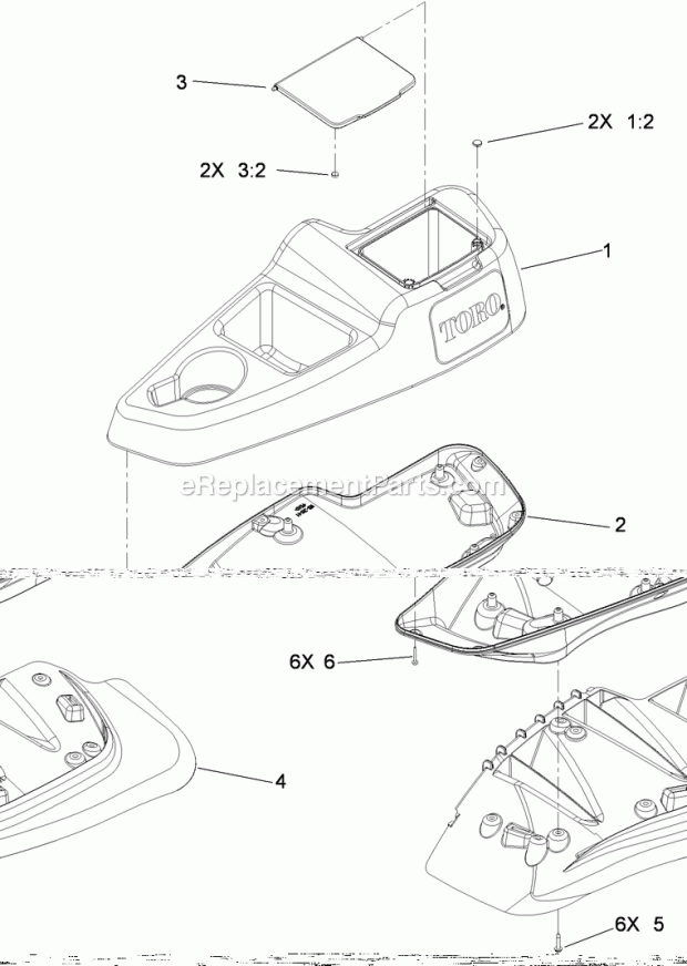 Toro 74961CP (312000001-312999999) Z Master Professional 6000 Series Riding Mower, With 72in Turbo Force Side Discharge Mower, 2 Lh Console Assembly No. 115-7401 Diagram