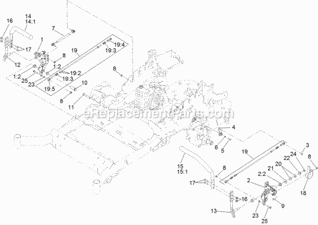 Toro 74961CP (312000001-312999999) Z Master Professional 6000 Series Riding Mower, With 72in Turbo Force Side Discharge Mower, 2 Motion Control Assembly Diagram
