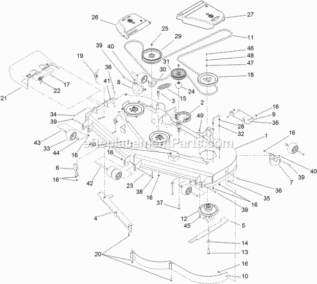 Toro 74961CP (312000001-312999999) Z Master Professional 6000 Series Riding Mower, With 72in Turbo Force Side Discharge Mower, 2 Deck Assembly Diagram
