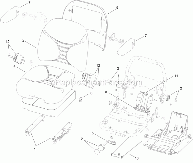 Toro 74961CP (312000001-312999999) Z Master Professional 6000 Series Riding Mower, With 72in Turbo Force Side Discharge Mower, 2 Seat Assembly No. 116-3998 Diagram