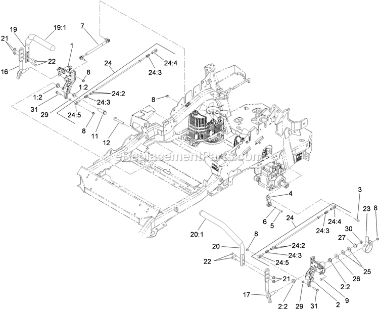 Toro 74975 (310000001-310999999)(2010) Z Master G3 Riding Mower, With 60in Turbo Force Side Discharge Mower Motion Control Assembly Diagram