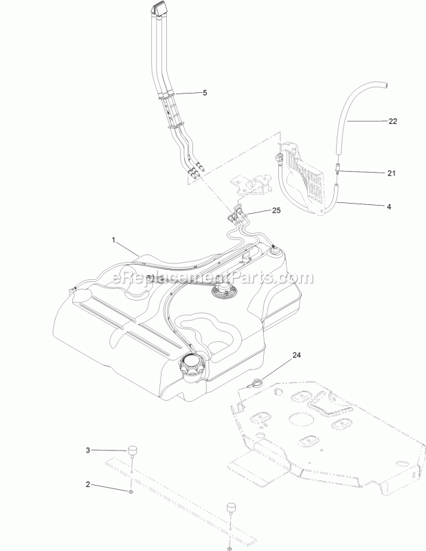 Toro 74998 (316000001-316999999) Z Master Professional 6000 Series Riding Mower, With 72in Turbo Force Side Discharge Mower, 201 Fuel Tank Mounting Assembly Diagram