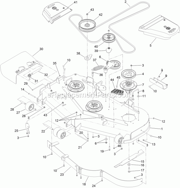 Toro 75930 (400000000-999999999) Z Master Professional 5000 Series Riding Mower, With 60in Turbo Force Side Discharge Mower, 201 Deck Assembly Diagram