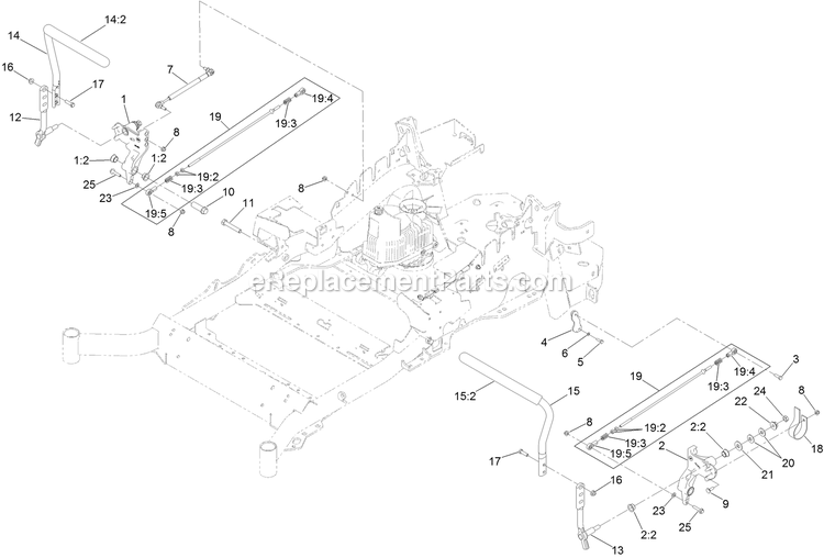 Toro 75936 (402100000-403137936) Z Master 3000 , With 60in Turbo Force Side Discharge Mower Motion Control Assembly Diagram