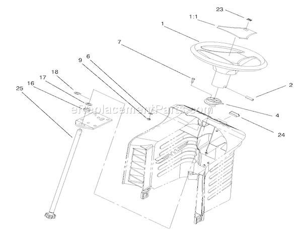 Toro 77102 (200000001-200999999)(2000) Lawn Tractor Fixed Steering Assembly Diagram