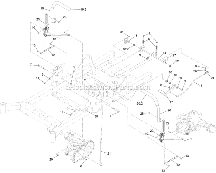 Toro 77299 (400000000-410199999) 60in Z Master Professional 2000 Motion Control Assembly Diagram