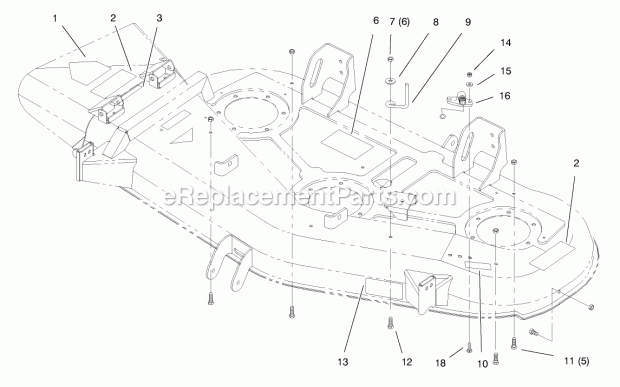 Toro 78252 (7900001-7999999) (1997) 52-in. Side Discharge Mower, 260 Series Yard Tractors Decals and Baffles Diagram