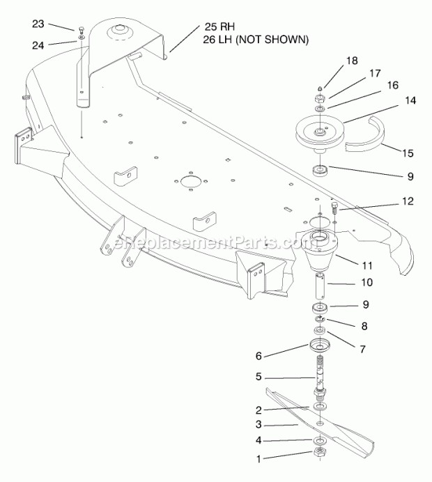 Toro 78261 (8900001-8999999) (1998) 48-in. Side Discharge Mower, 260 Series Lawn And Garden Tractors Spindles & Covers Diagram
