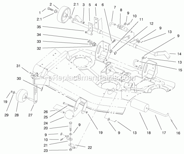 Toro 78280 (8900001-8999999) (1998) 52-in. Side Discharge Mower, 260 Series Lawn And Garden Tractors Gage Wheels and Lift Brackets Diagram