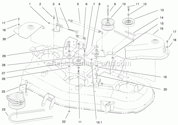 Toro 78280 (9900001-9999999) (1999) 52-in. Side Discharge Mower, 260 Series Lawn And Garden Tractors Drive & Belt Covers Diagram