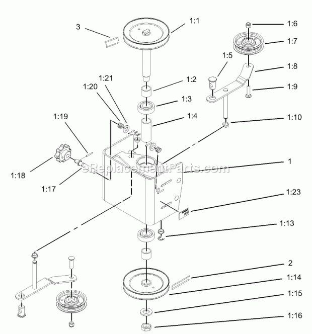 Toro 78290 (240000001-240999999) 48in Side Discharge Mower, Xt Series Garden Tractors, 2004 Pulley Box Assembly Diagram