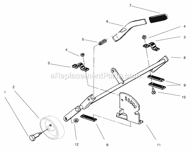 Toro 78305 (210000001-210999999) 36-in. Rear Discharge Mower, 300 Series Gt Classic Tractors, 2001 Height of Cut Adjustment Lever Assembly Diagram