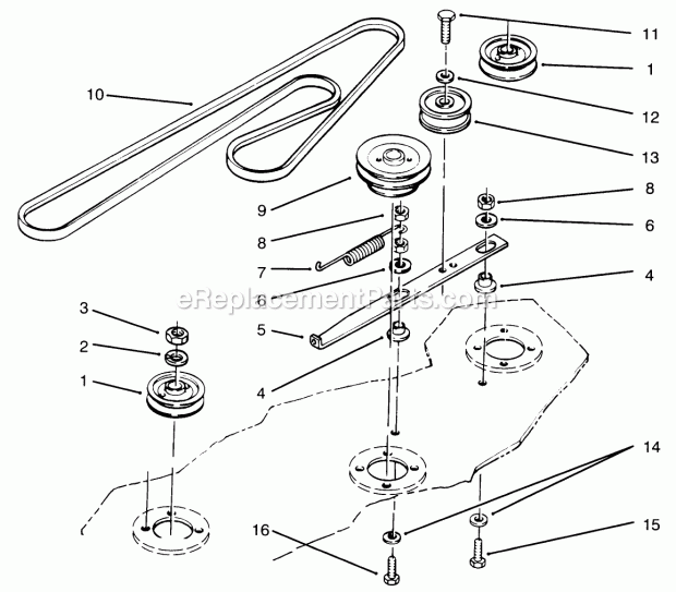 Toro 78350 (7900001-7999999) (1997) 42-in. Rear Discharge Mower Deck Belt & Pulleys Diagram