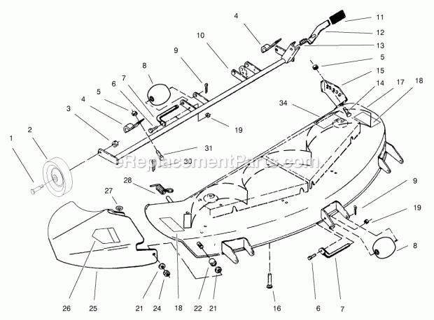 Toro 78361 (200000001-200999999) 48-in. Side Discharge Mower, 300 Series Gt Classic Tractors, 2000 Deck Assembly Diagram