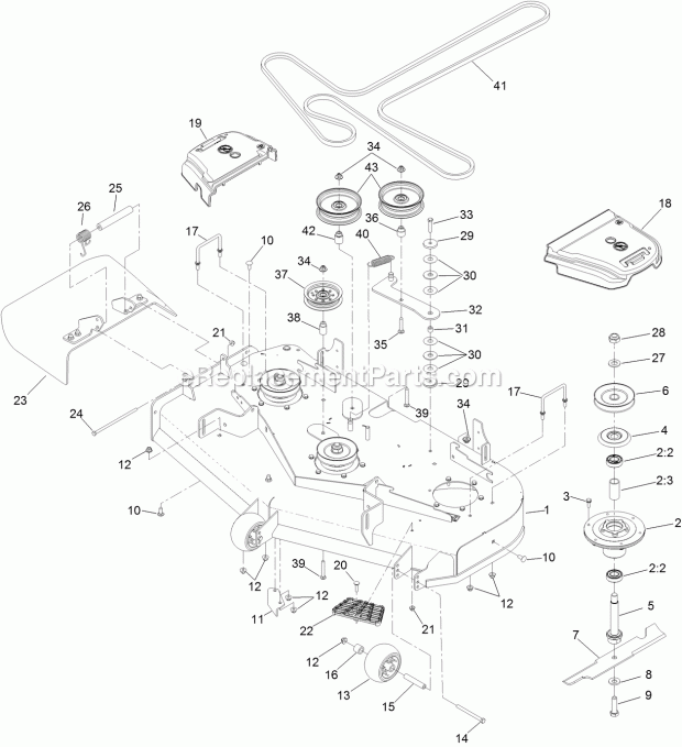 Toro 78450 (400000000-999999999) 48in Titan Hd 1500 Series Riding Mower, 2017 Deck Assembly Diagram