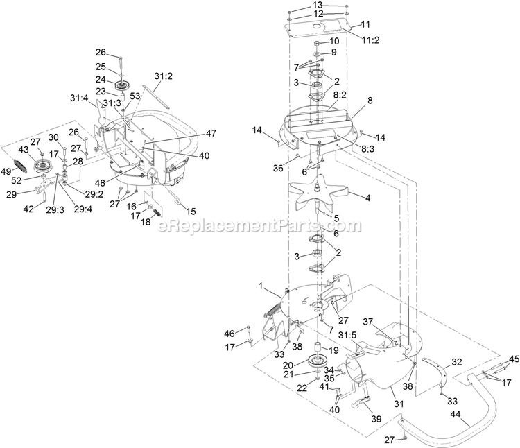 Toro 78464 (400000000-999999999) 48in Completion Kit, Z Master 4000 Blower Assembly Diagram