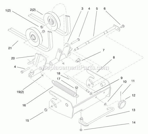Toro 78469 (8900001-8999999) (1998) 60-in. Side Discharge Mower, 5xi Garden Tractor Pulley Box Assembly Diagram