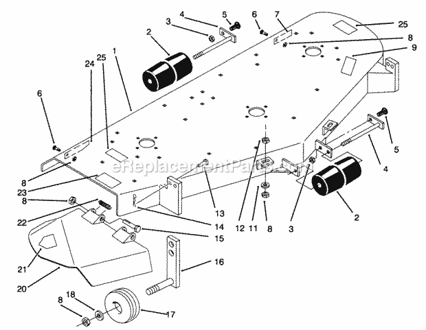 Toro 78475 (590001-599999) (1995) 60-in. Side Discharge Mower 60-in. Deck Assembly Diagram