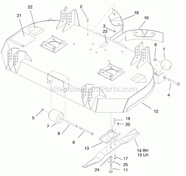 Toro 78477 (890523-890874) (1998) 48-in. Recycler Mower Deck Asm and Blades Diagram