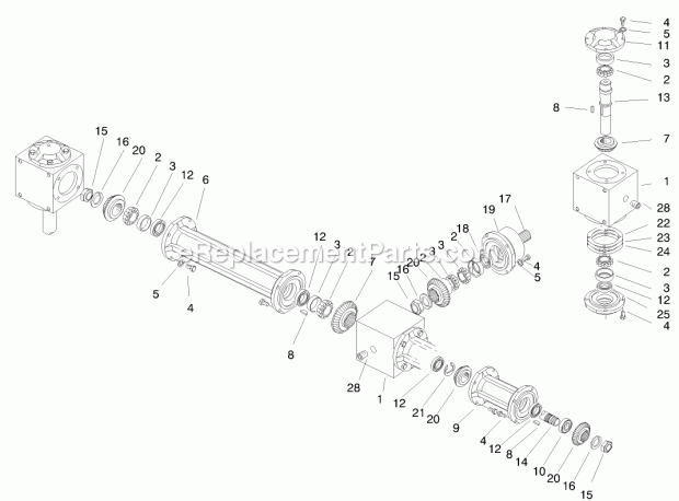 Toro 78477 (890523-890874) (1998) 48-in. Recycler Mower Gear Box Diagram