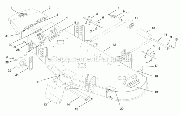 Toro 78478 (790001-790399) (1997) 60-in. Side Discharge Mower, Out Front Z Deck Asm & Decals Diagram