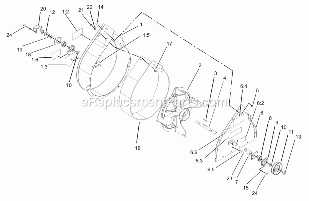 Toro 78498 (230000001-230999999) 52-in. Twin Soft Bagger, 200 Series Z Master, 2003 Blower Housing Assembly Diagram