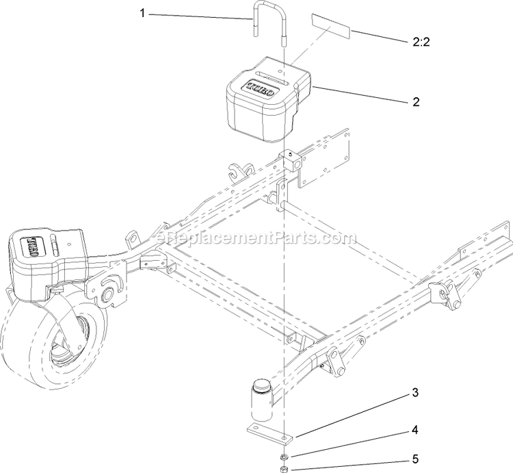 Toro 78498 (250000214-250999999)(2005) 52in , 200 And 500 Series Z Master Twin Soft Bagger Counterbalance Weight Assembly Diagram