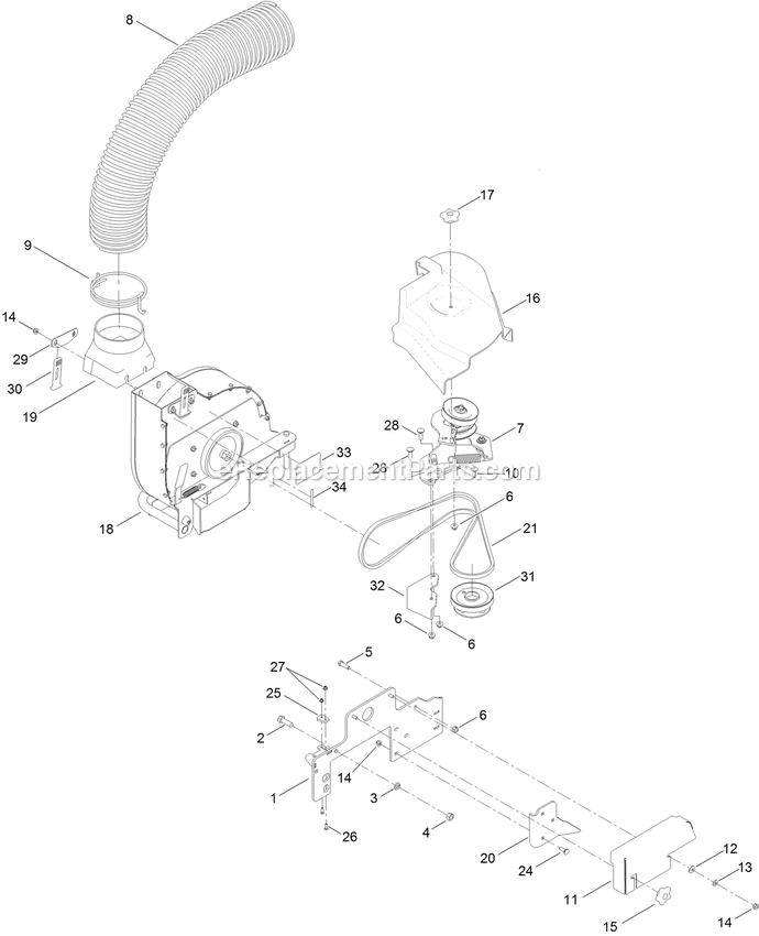 Toro 78526 (400000000-999999999) 52in Blower And Drive Kit, GrandStand Mower Blower Drive Assembly Diagram