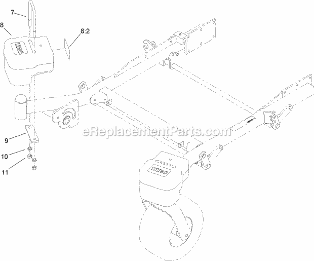 Toro 78533 (312000001-312999999) 52in E-z Vac Bagger, Z500 Series Z Master Mowers, 2012 Weight Assembly Diagram