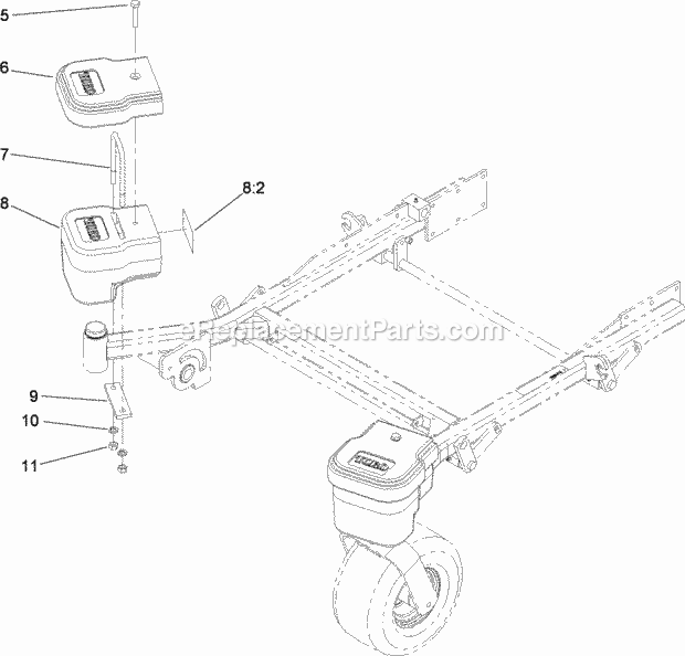 Toro 78544 (312000001-312999999) 60in Dfs E-z Vac Collection System, Z500 Series Z Master Mowers, 2012 Weight Assembly Diagram